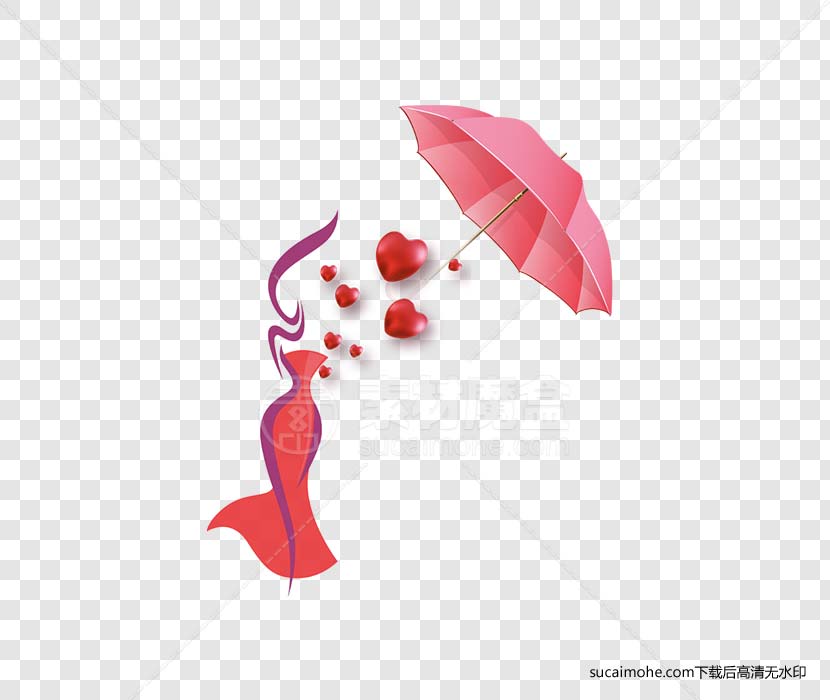拿伞的少女卡通免抠PNG元素