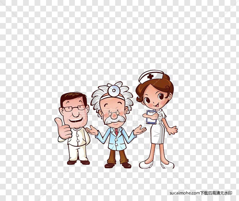 三个卡通病人点赞张手欢迎的医生素材 
