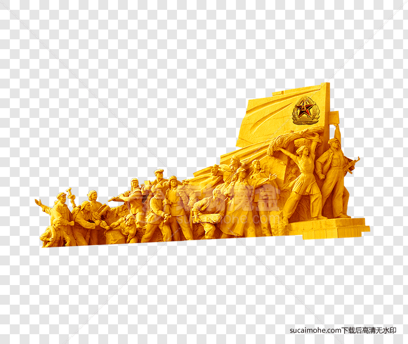 八一建军节金色雕塑免抠png素材