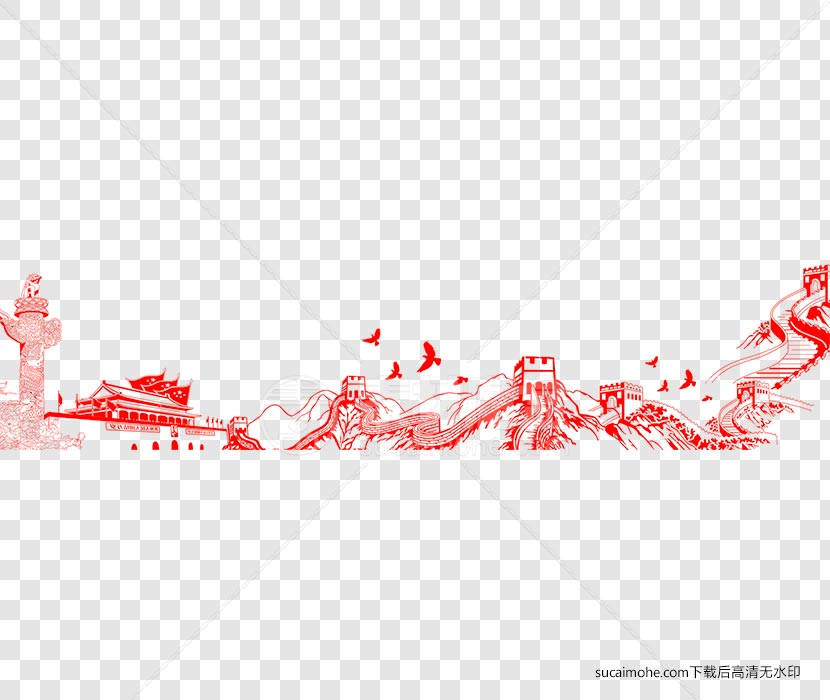 手绘简笔画中国八一建军节免抠psd元素