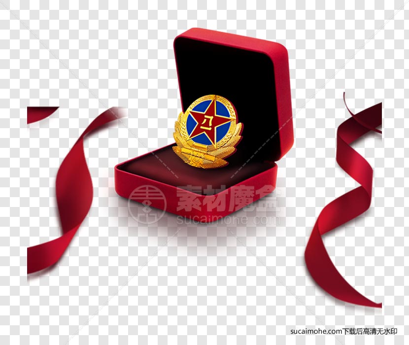 建军节八一奖章丝带荣誉免抠png元素