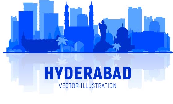 海得拉巴印度天际线轮廓在白色背景矢量插图商务旅行和旅游概念与现代建筑图像横幅