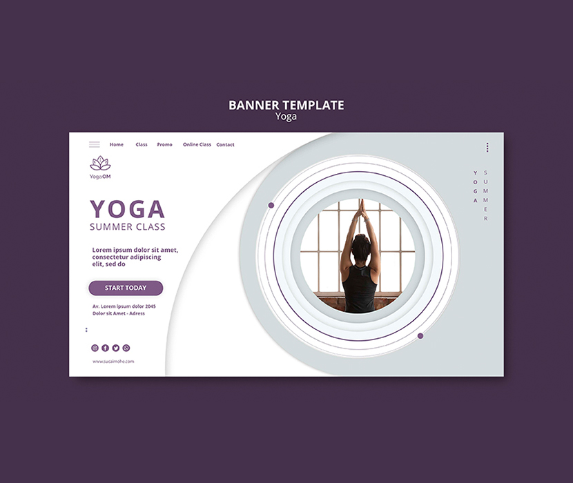 瑜伽概念Banner模板banner-template-with-yoga-concept