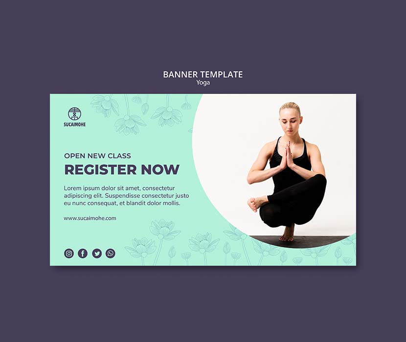 瑜伽图案Banner模板banner-template-with-yoga-design