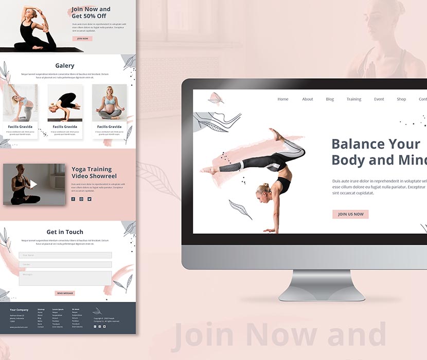 瑜伽健身官网网站首页设计PSD源文件 yoga-landing-page