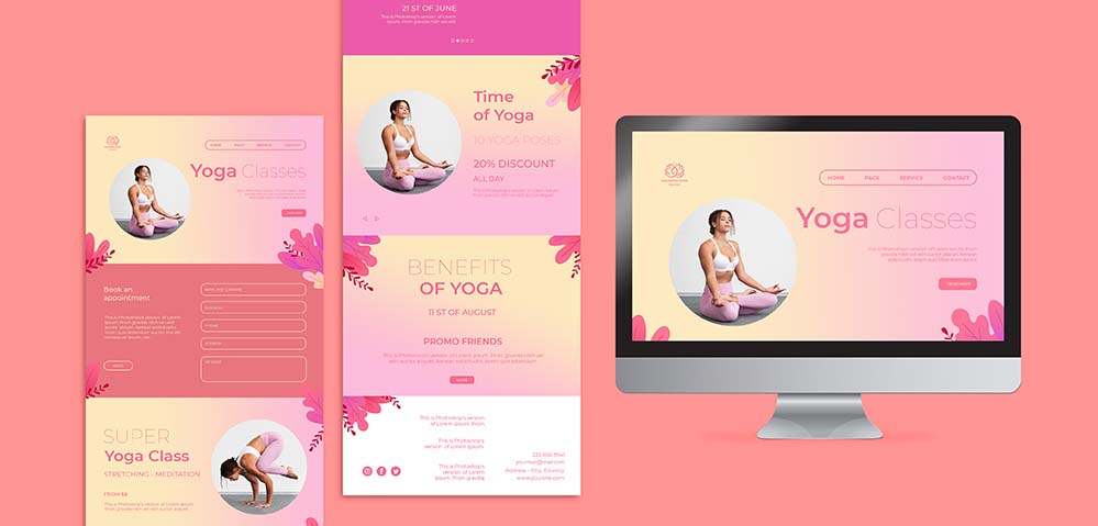 瑜伽课程官网首页创意设计PSD源文件