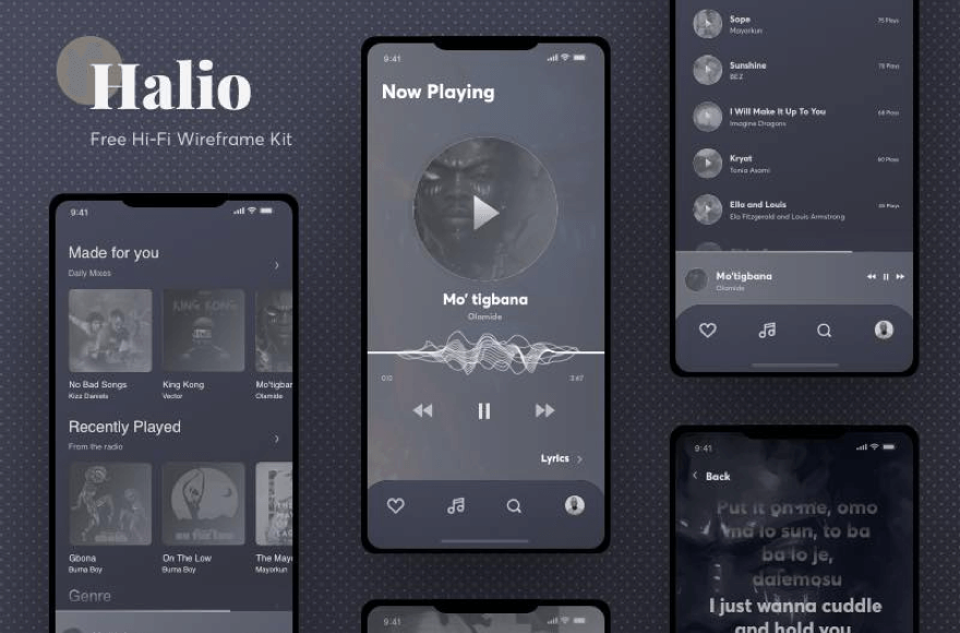 halio-lalekan 音乐类app界面包 .sketch素材