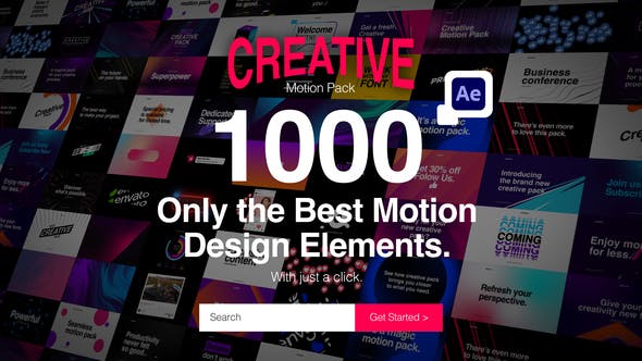 AE脚本/模板-1000个创意文字标题排版设计彩色渐变图形背景动画预设 Creative Motion Pack