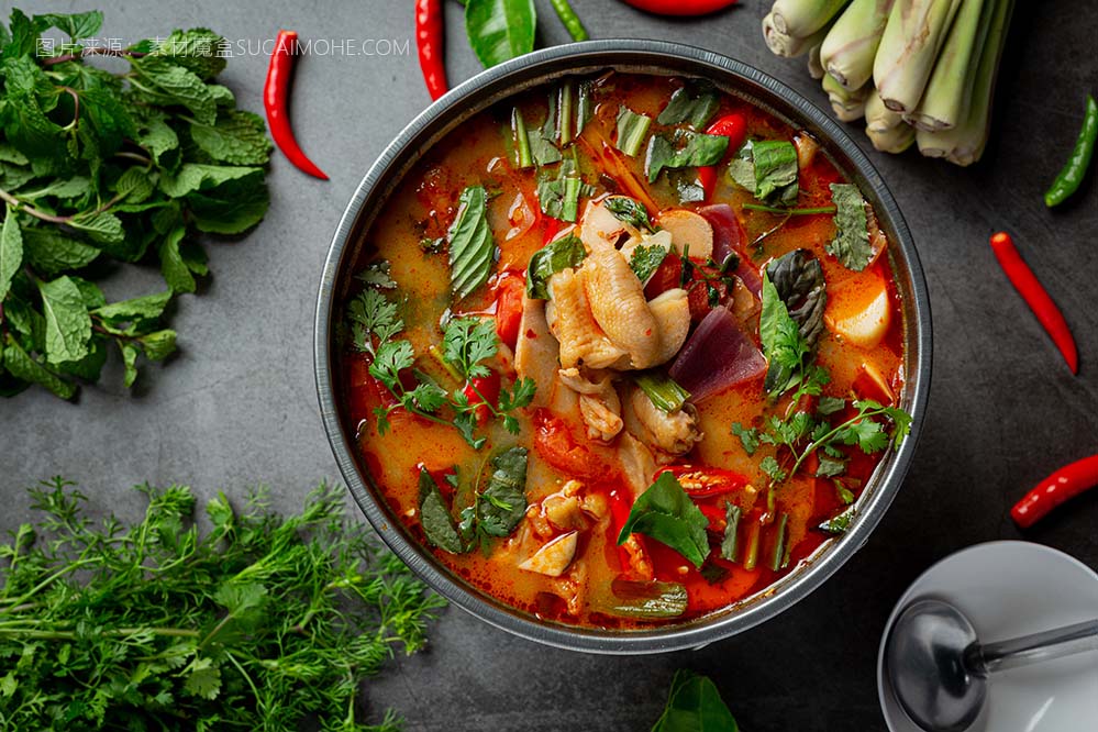 泰国食品-辣鸡筋汤