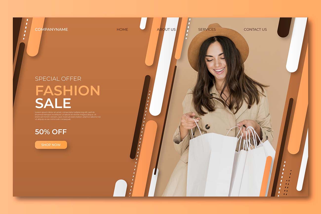 时装销售模板免费矢量-商业-范本-网页模板fashion-sale-template