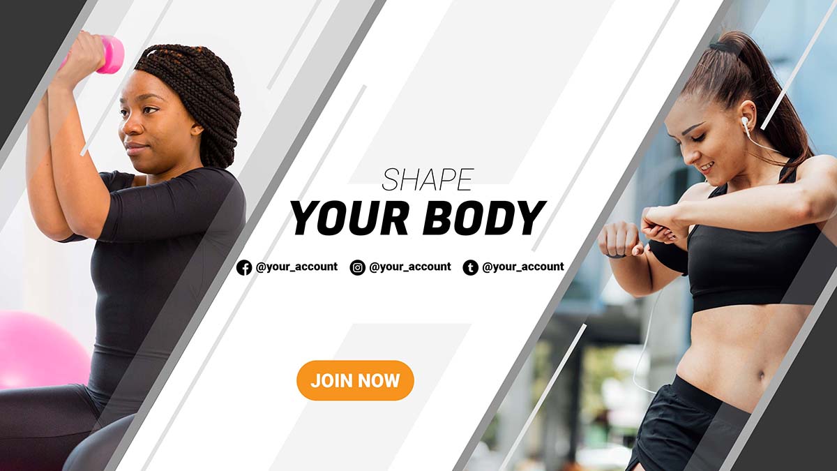 健身体育健美网站Banner设计PSD源文件shape-your-body-banner-template