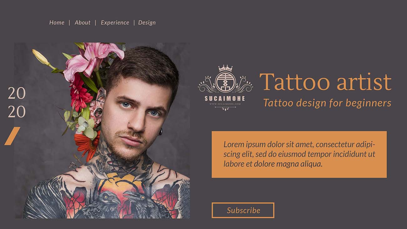 纹身艺术家的登陆页面模板Psd源文件landing-page-template-tattoo-artist