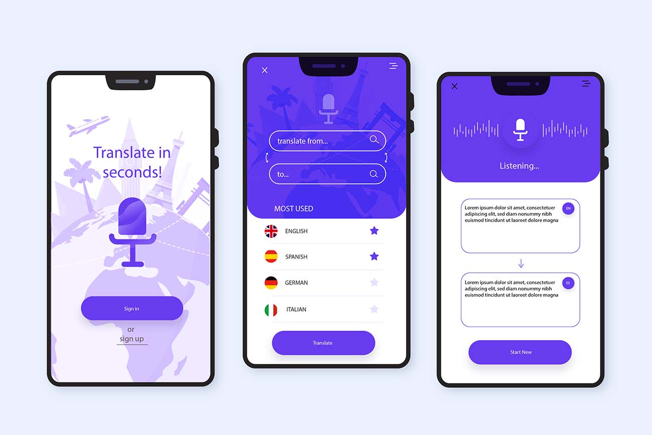 语音翻译器应用程序APP矢量源文件-技术-范本-voice-translator-application-UI素材-素材魔盒网—免费素材下载