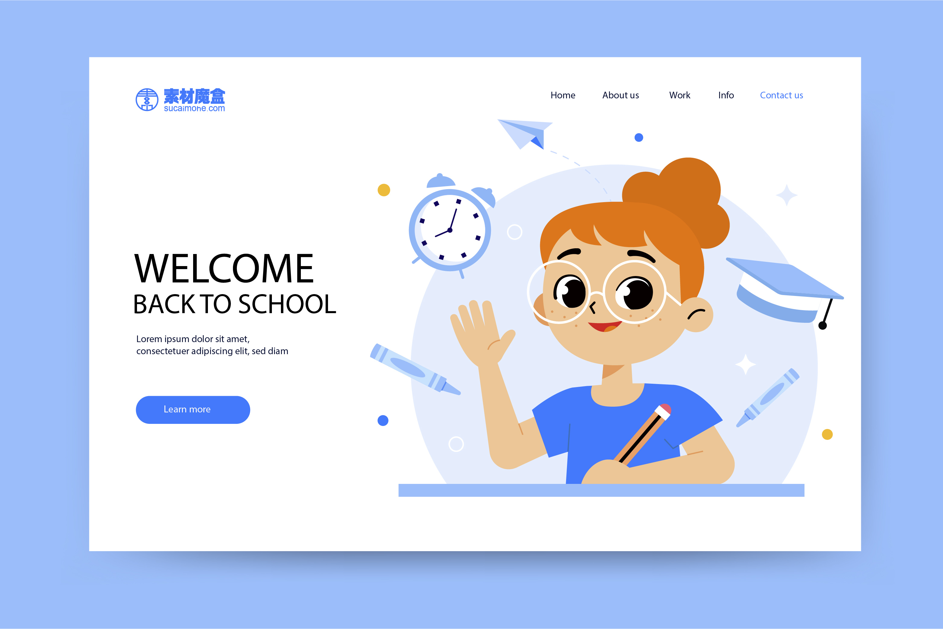 蓝色培训教育机构幼儿园网站首页banner设计ai/eps源文件