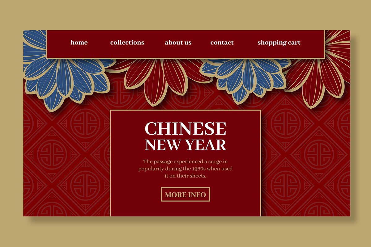 农历新年web网站登陆页面模板矢量chinese-new-year-landing-page-template