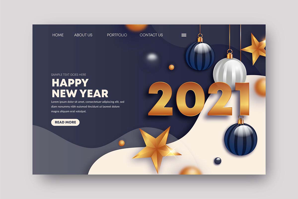 新年新页面BEB网页Banner现实登陆realistic-new-year-landing-page