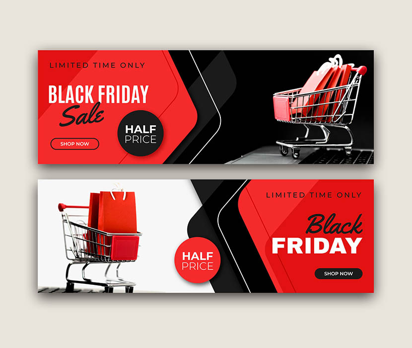黑色星期五横幅在平面设计免费矢量（不含照片）