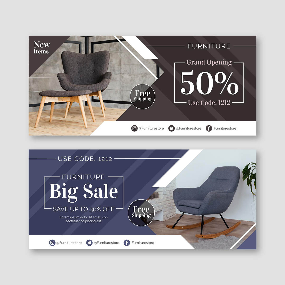 家具销售促销Banner横幅创意设计源文件
