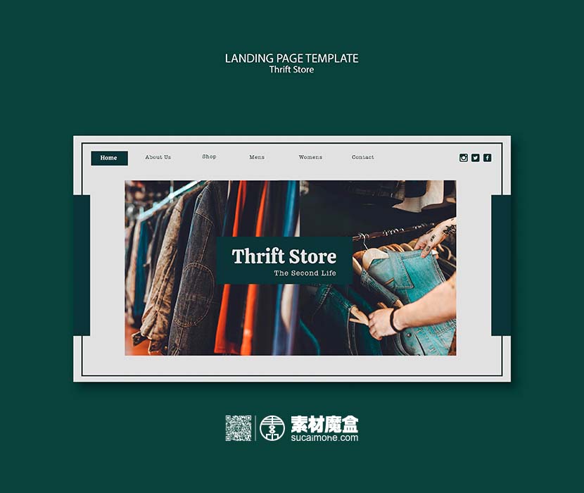 登陆页面旧货店模板Psd源文件 landing-page-thrift-store-template