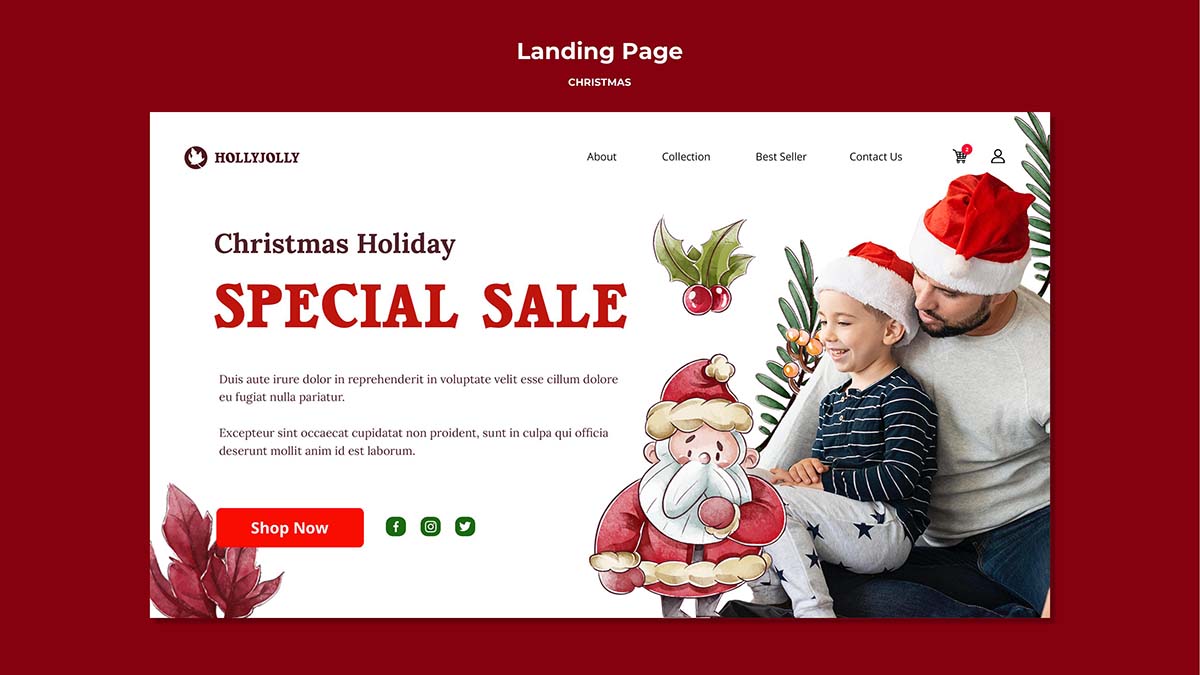特殊的圣诞节销售登陆页面模板Psd源文件special-christmas-sale-landing-page-template