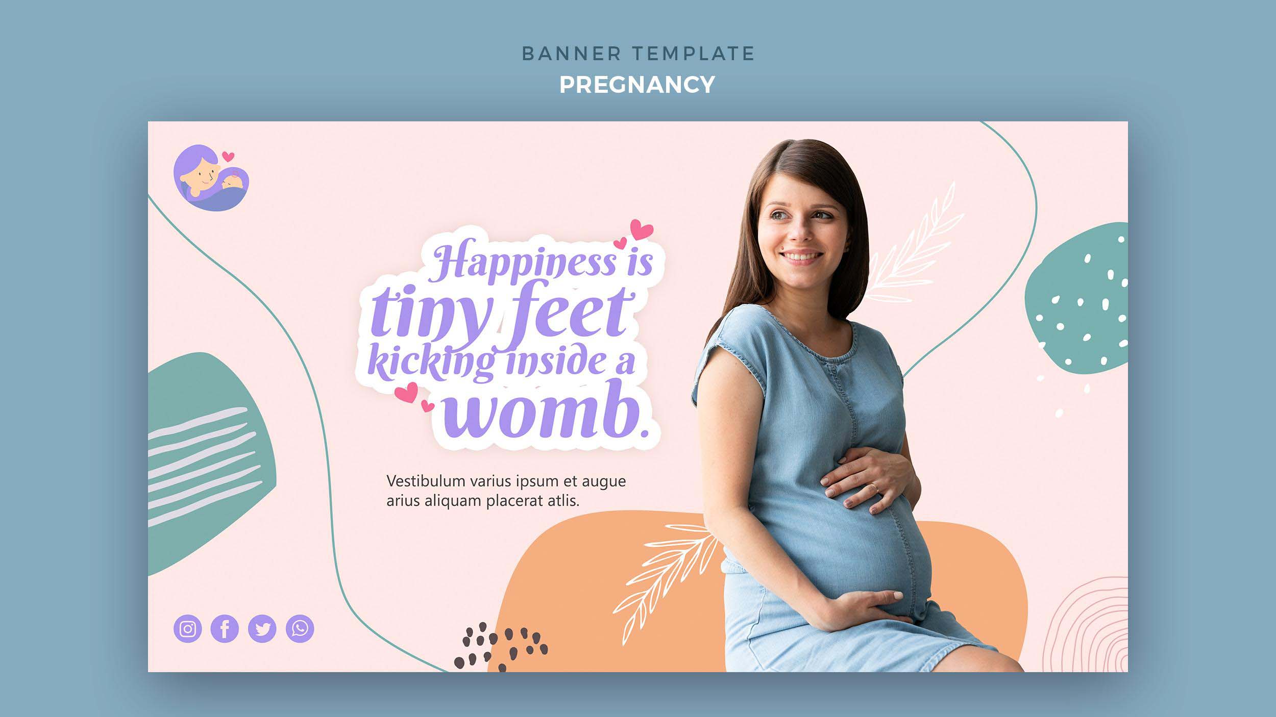 孕妇横幅模板Psd源文件banner-template-with-pregnant-woman