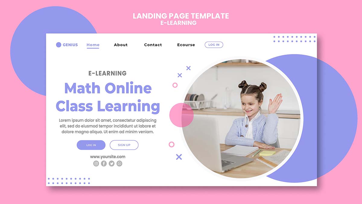 培训教育网站首页banner在线学习广告模板Psd源文件landing-page-e-learning-ad-template