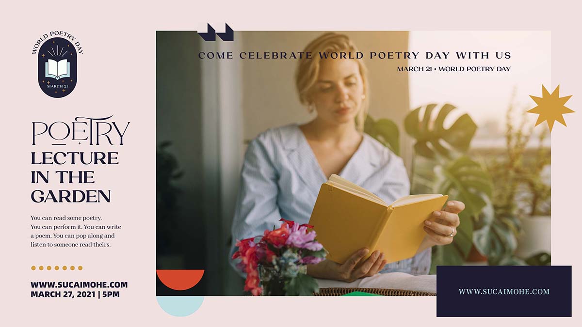 读书日网站首页banner焦点图模板Psd源文件poetry-day-banner-template