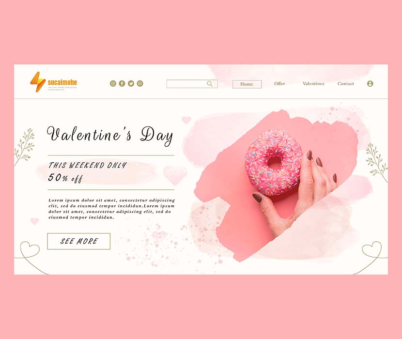 情人节登陆页面Psd源文件valentine-day-landing-page