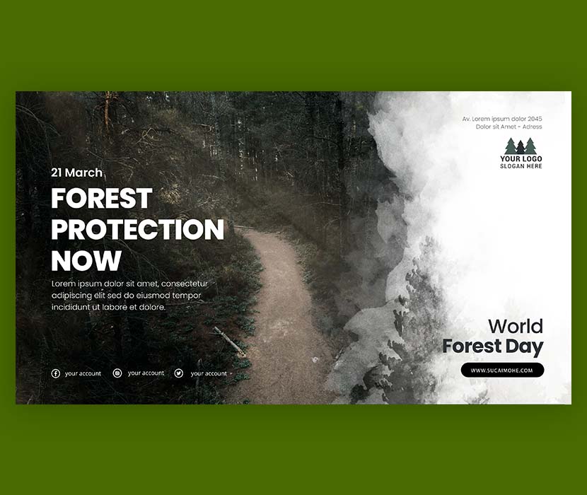世界森林日横幅模板Psd源文件world-forest-day-banner-template