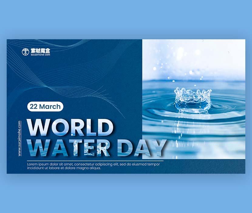 世界水日横幅模板照片Psd源文件world-water-day-banner-template-with-photo