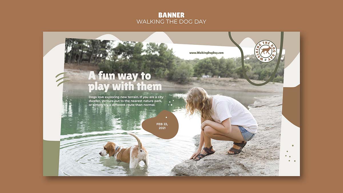 狗狗/宠物店网站首页Banner焦点图模板横幅Psd源文件walking-dog-day-template-banner