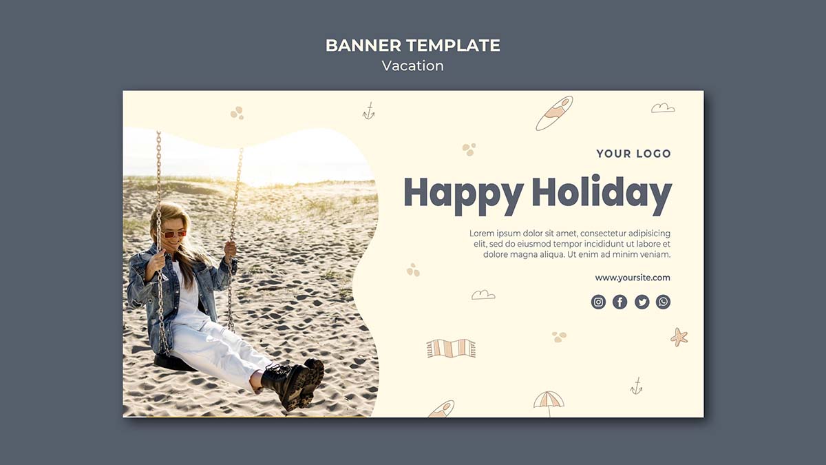 假期网站banner广告横幅模板Psdywj -vacation-ad-banner-template