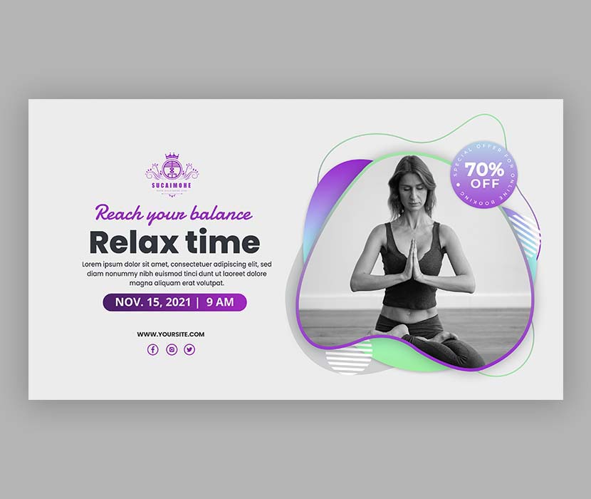 瑜伽课的横幅模板Psd源文件banner-template-yoga-lessons