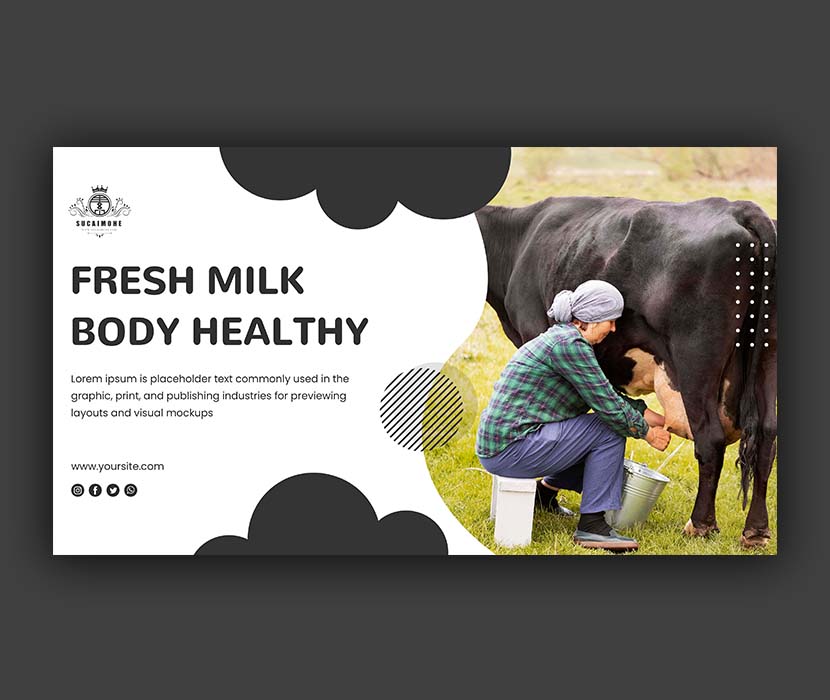 鲜奶公司网站banner横幅模板配照片fresh-milk-banner-template-with-photo