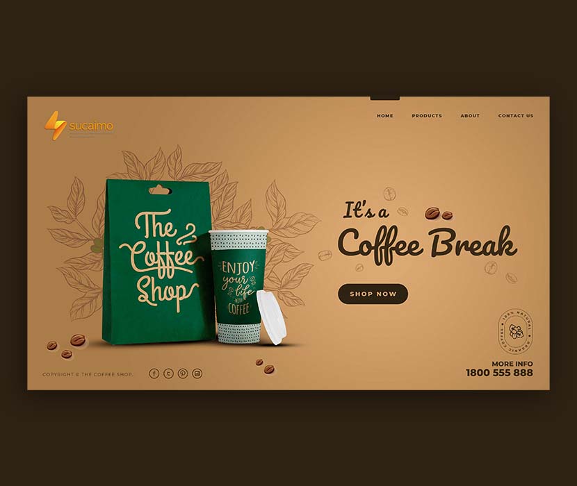 咖啡店网站首页Banner登陆页面模板Psd源文件coffee-shop-landing-page-template