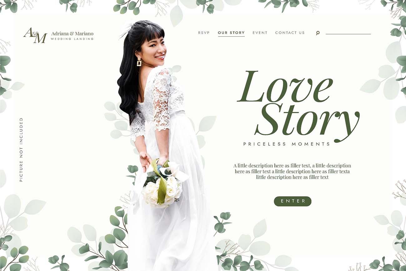 爱情故事登陆页面模板矢量源文件love-story-landing-page-template