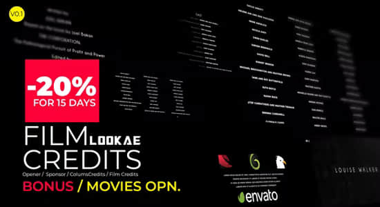 AE模板-电影开场片头片尾文字标题滚动效果 Film Credits And Movies Opener