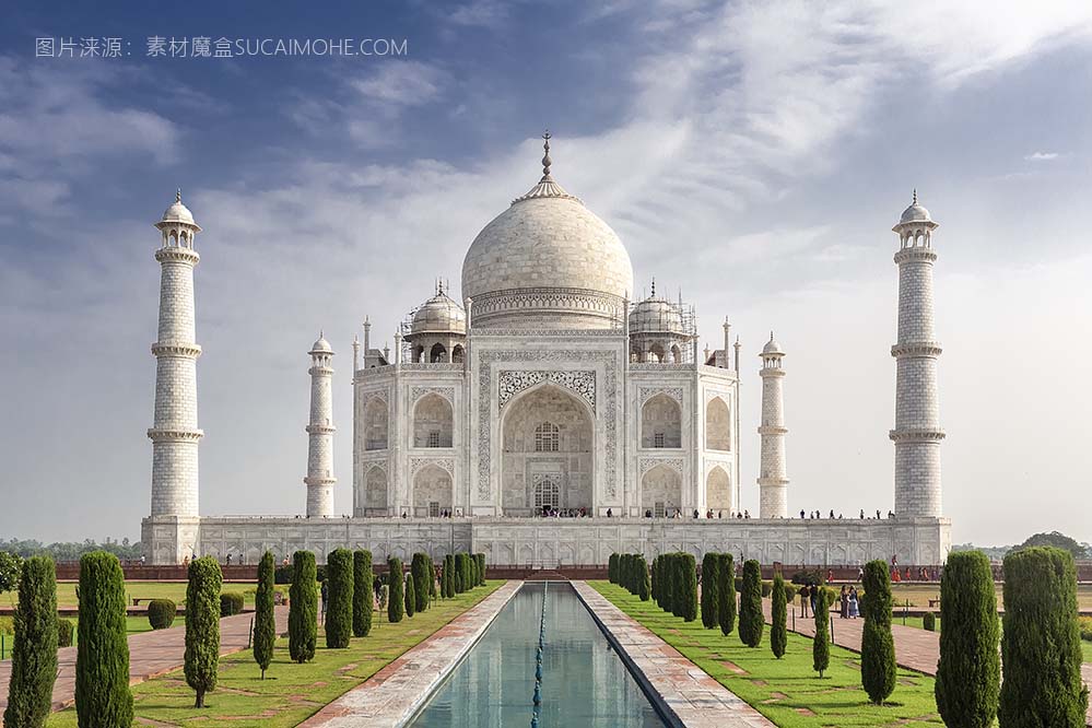 著名的历史悠久的泰姬陵在印度阿格拉的迷人的镜头照