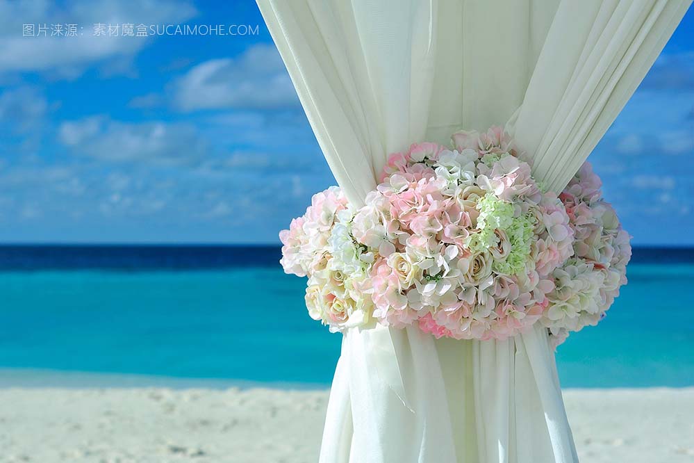 沙滩 窗帘 婚礼 布置装饰 海洋 海水