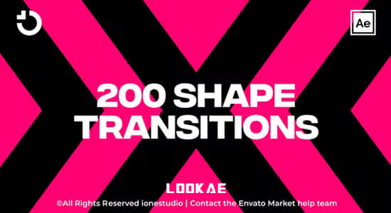 AE模板-200种简单彩色MG图形遮罩转场过渡动画 Shape Transitions