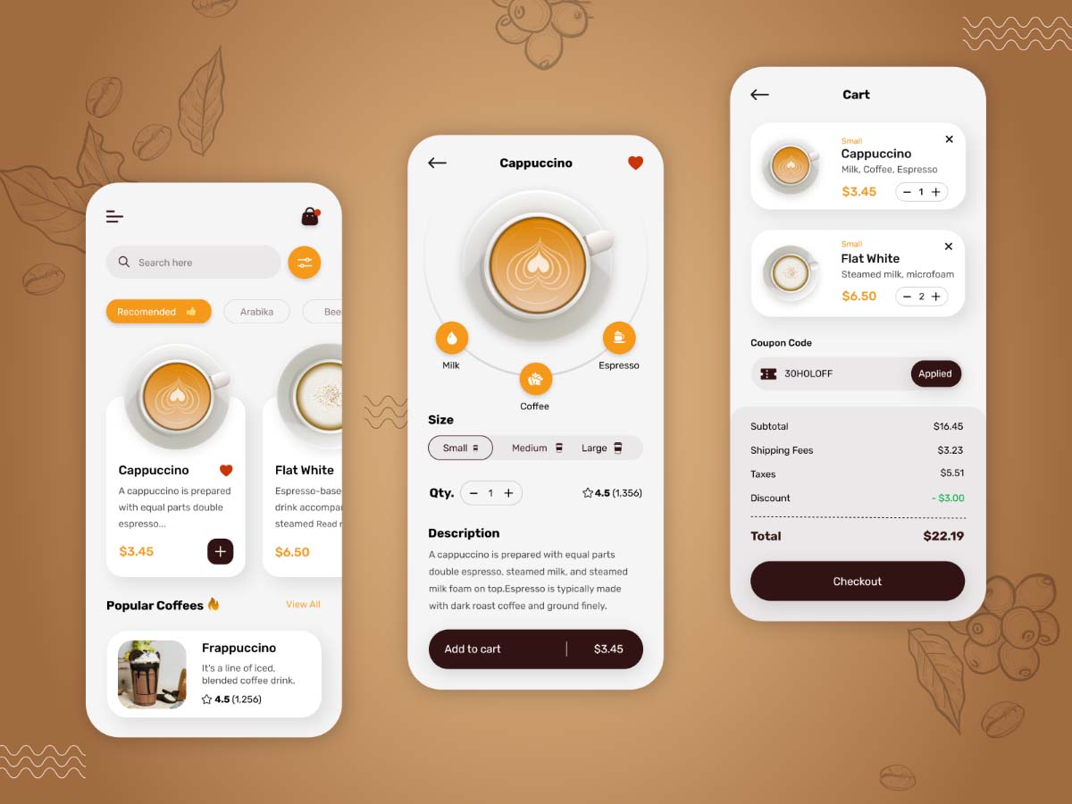 咖啡馆移动应用Cafe Coffee House Mobile App