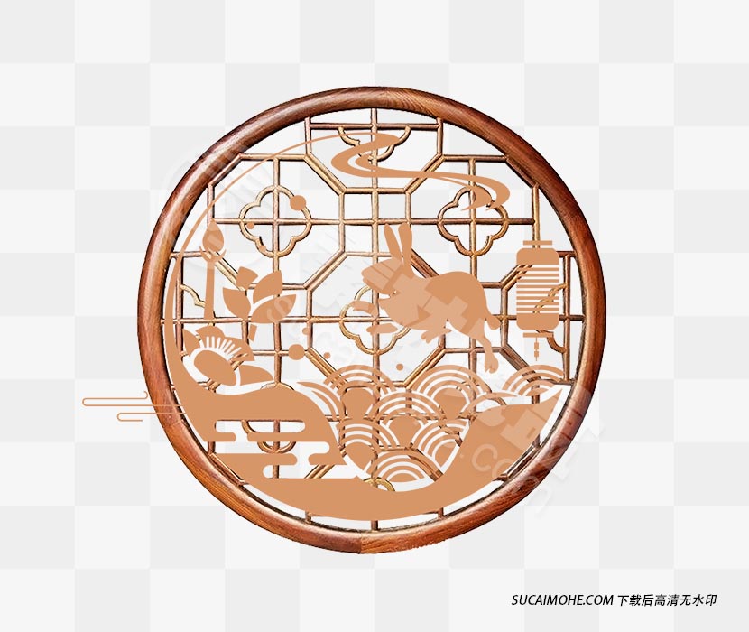 中国风中秋海报圆形装饰元素