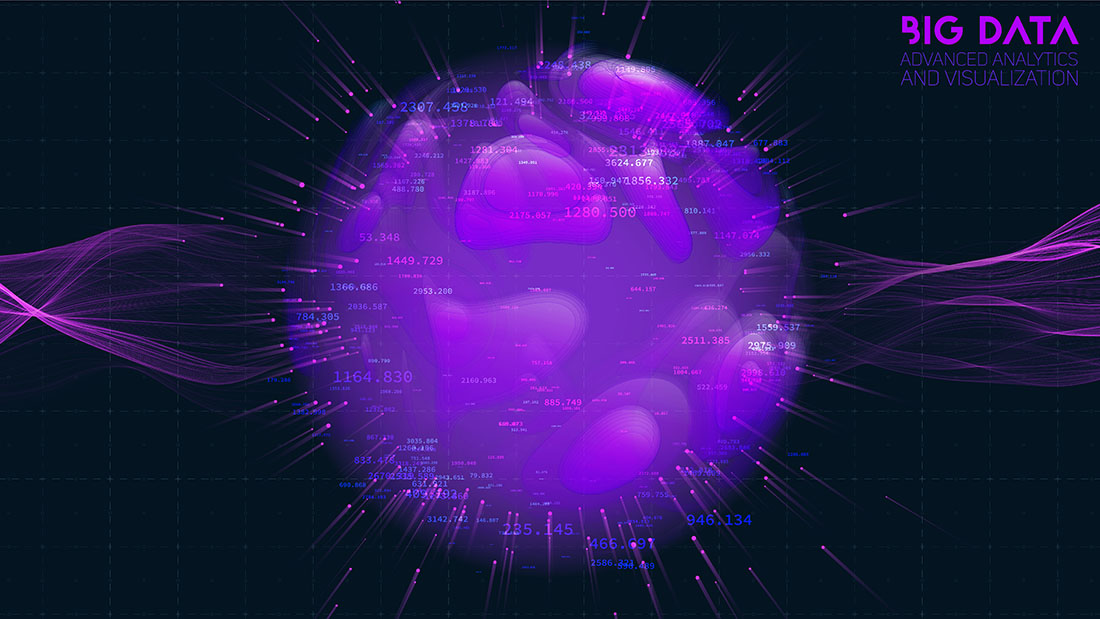 球形数据云可视化 3d 大数据科学处理未来 hud 或 ui 大型机屏幕技术数据集群分析复杂信息连接