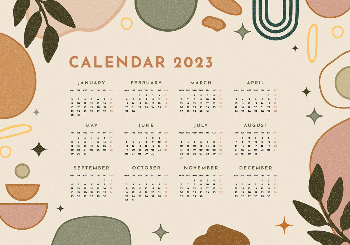 手绘-2023年历模板