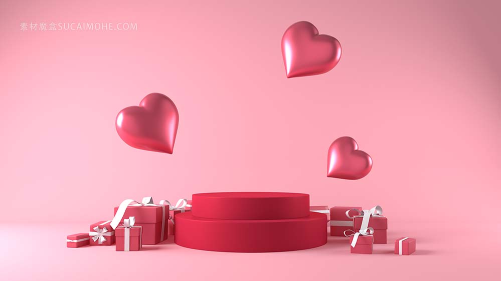 情人节产品摆放的讲台上装饰图片podium-product-placement-valentines-day-with-decorations