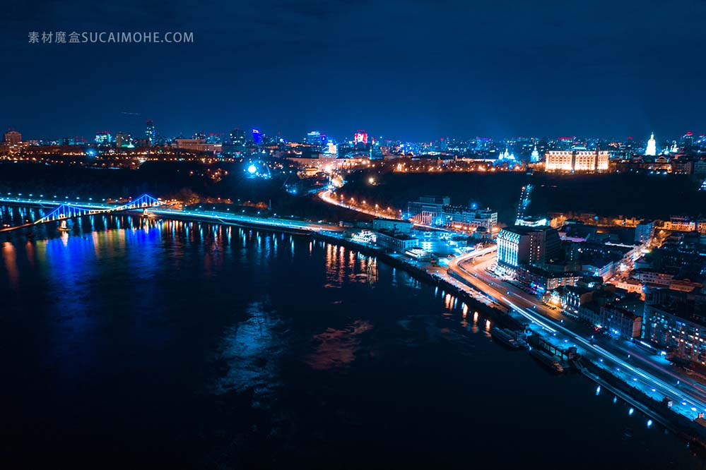 公路夜现代城市highway-night-modern-city