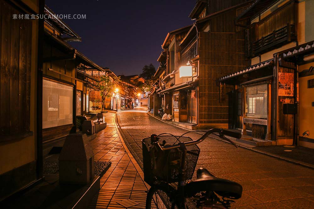 街 日本 城市 旅行 夜 建设 亚洲 路 京都 循环 红色 黄色 天空 蓝色