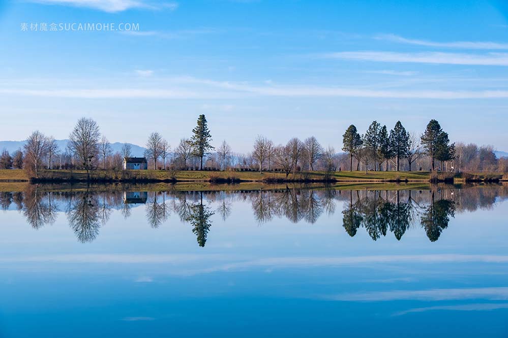 landscape-景观 湖 水 树木 休息 性质 蓝蓝的天空 放松 海滨长廊 景区 镜像