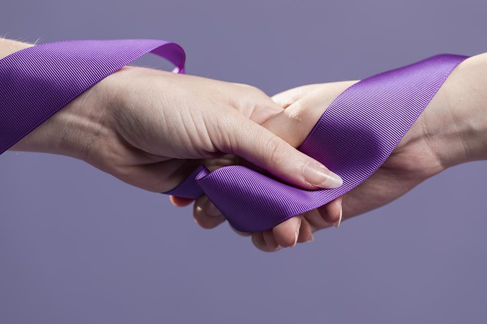 丝带 爱 关心 病毒 医生 握手 紫色 领带 大图 高清