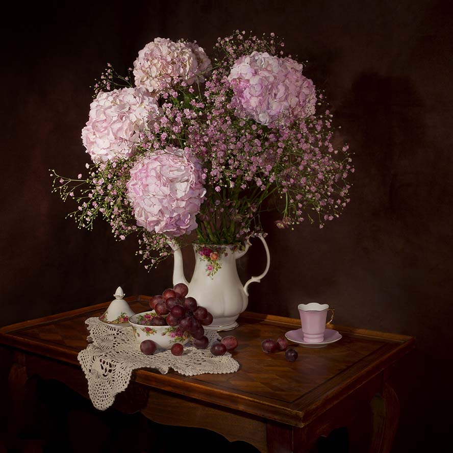 still-lifes-静物 鲜花 绣球花 花束 开花 植物区系 植物 粉红色的花朵 性质 粉色 高清摄影大图
